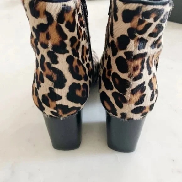 Anaki Paris Jimmy Calf Hair Leopard Print Fur Side Zip Fur Ankle Boots Size 38 - Picture 5 of 14